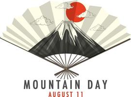 día de la montaña el 11 de agosto banner con el monte fuji en abanico japonés vector