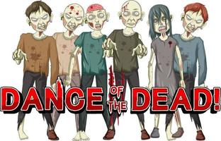 Dance of the dead with creepy zombies vector