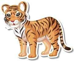 A sticker template of tiger cartoon character vector