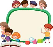 Empty board with many school kids cartoon character vector