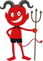 A red devil cartoon character with facial expression vector