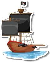 A sticker template with Pirate ship isolated vector