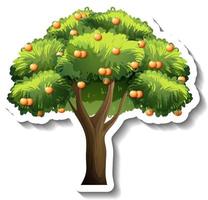 Orange tree sticker on white background vector