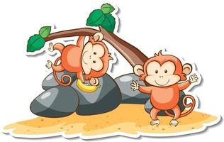 Cartoon character of cute monkey sticker vector