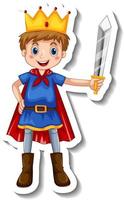 Sticker template with a boy wearing prince costume isolated vector