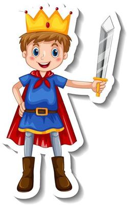 Sticker template with a boy wearing prince costume isolated