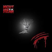 Night of the dread word logo with creepy tree and bloody scratch vector