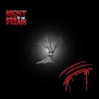 Night of the dread word logo with creepy tree and bloody scratch vector