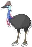 A sticker template of cassowary cartoon character vector