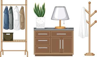 Furniture set for walk in closet interior design on white background vector