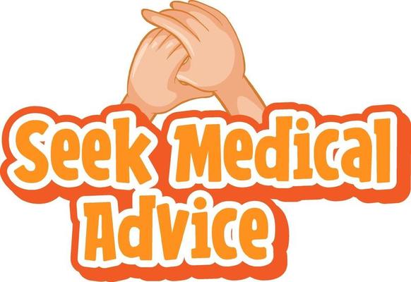 Seek Medical Advice font with hands holding together isolated