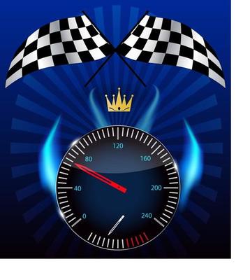 Checkered flag, speedometer. Vector Illustration.