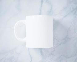 White Coffee Mug on Marble Mockup