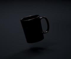 maqueta de taza de café flotante oscura foto