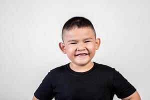 Funny portrait boy studio photo. photo