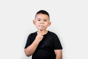 Funny portrait boy studio photo. photo