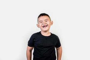 Funny portrait boy studio photo. photo