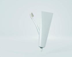 Toothbrush and toothpaste on white background