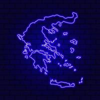 Greece glowing neon sign on brick wall background photo