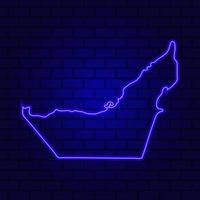 UAE glowing neon sign on brick wall background photo