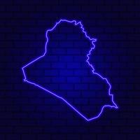 Iraq glowing neon sign on brick wall background photo