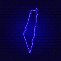 Israel glowing neon sign on brick wall background photo