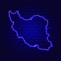Iran glowing neon sign on brick wall background photo