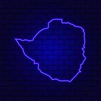 Zimbabwe glowing neon sign on brick wall background photo