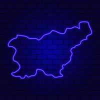 Slovenia glowing neon sign on brick wall background photo