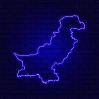 Pakistán letrero de neón brillante sobre fondo de pared de ladrillo foto