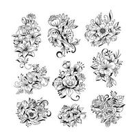 Beautiful Hand drawn bouquet of flowers vector