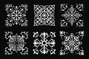 conjunto de azulejos vectoriales en diseños en blanco y negro vector