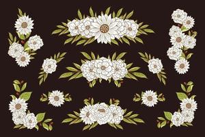 conjunto de hermoso ramo floral vector