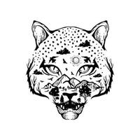 Negative space tiger with forest vector