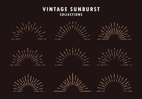 Set of vintage sunburst in different shapes vector