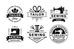 conjunto de insignias, emblemas y logotipos de sastre vintage vector