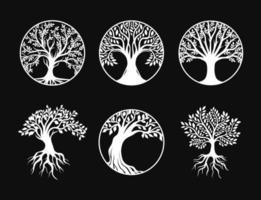 Set of tree of life decoration element vector