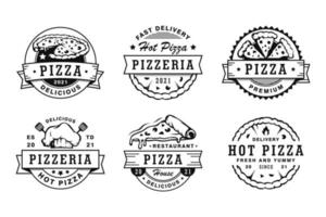 Set of vintage pizza badges, emblems and logo
