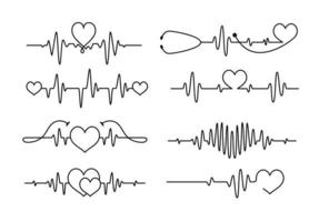 Cardiogram heartbeat tattoo line design vector