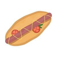 Realistic Sandwich with Sausage and Fresh Vegetables - Vector