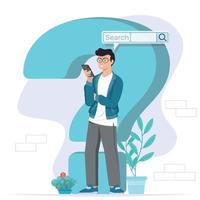 Young man searching the internet vector