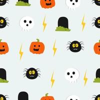 Halloween Seamless Pattern with cute, funny, sweet characters, vector