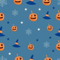 Halloween Seamless Pattern with cute, funny, sweet characters, vector