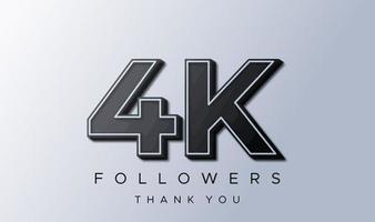 número de seguidores 4k editable en plata vector