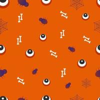 Halloween Seamless Pattern with cute, funny, sweet characters, vector