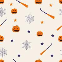 Halloween Seamless Pattern with cute, funny, sweet characters, vector