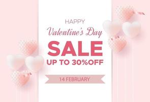 Valentine's day sale poster or banner with confetti, sweet heart vector