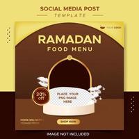 Template ramadan iftar food menu social media post vector