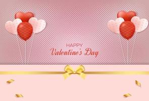 Beautiful valentine's day card template with love balloons and ribbon vector