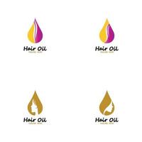 Logotipo esencial de aceite para el cabello con gota de aceite y símbolo-vector del logotipo del cabello vector